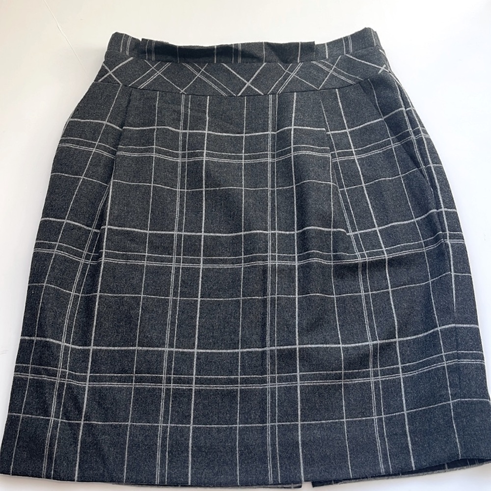 ANTONIO MELANI Gray Windowpane A-Line Skirt